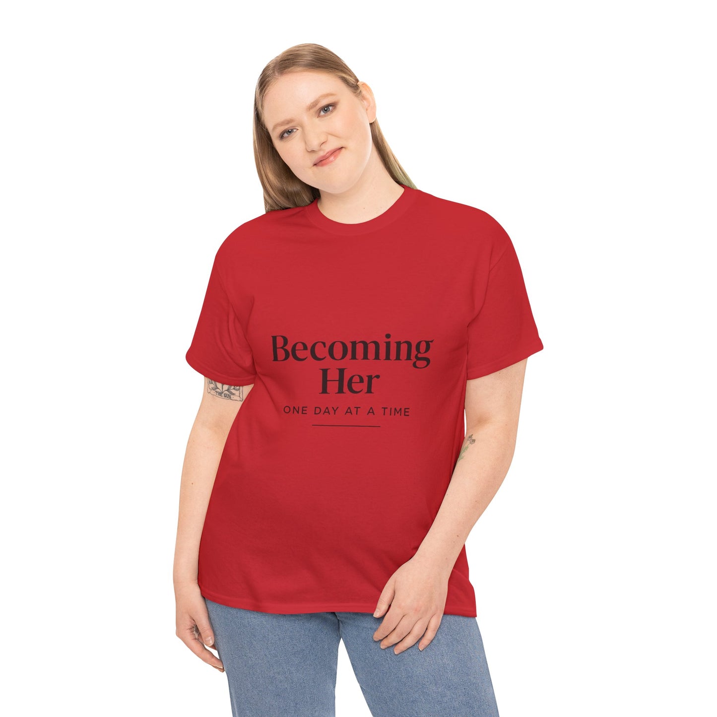 Becoming Her Unisex Heavy Cotton Tee - Inspiring Motivational T-Shirt