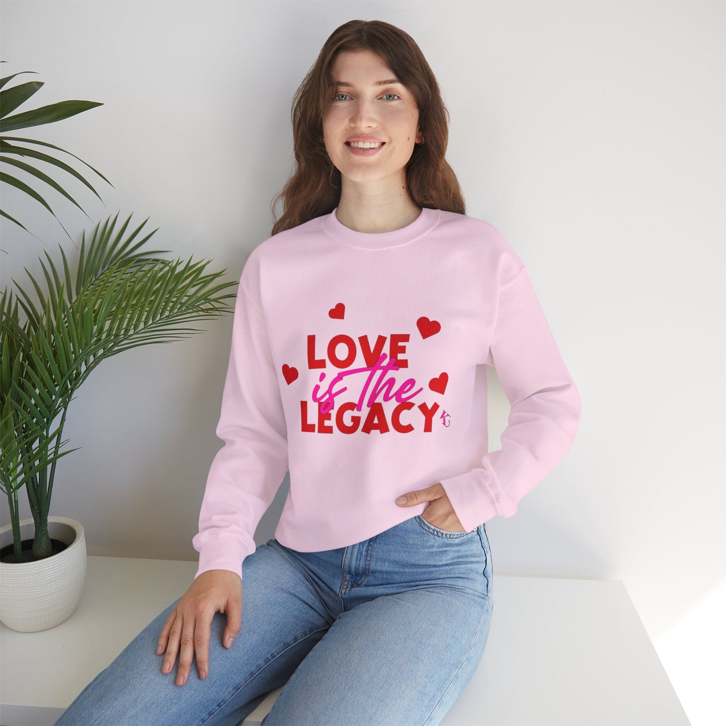 Crewneck Sweatshirt — "Love Is The Legacy" Valentine's Heart Graphic