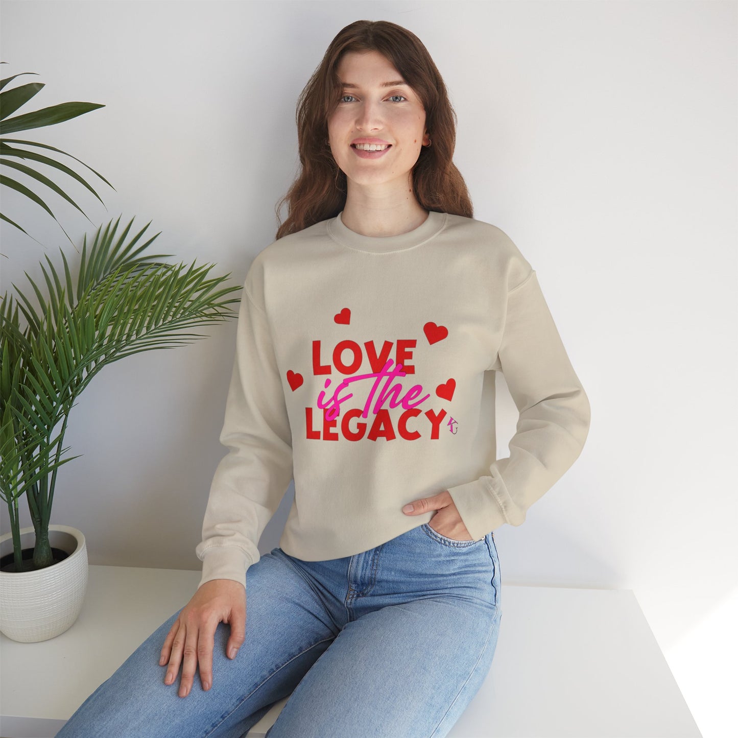 Crewneck Sweatshirt — "Love Is The Legacy" Valentine's Heart Graphic