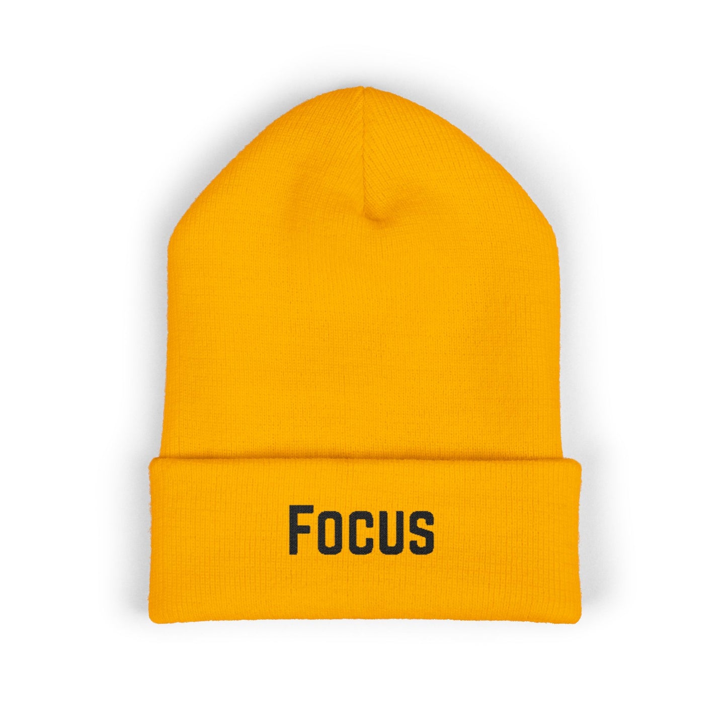 Beanie Hat - Focus Embroidered Classic Cuffed Beanie for Meditation and Mindfulness