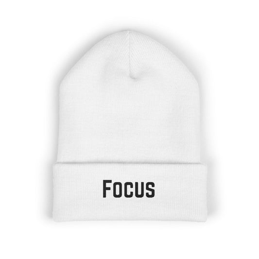 Beanie Hat - Focus Embroidered Classic Cuffed Beanie for Meditation and Mindfulness