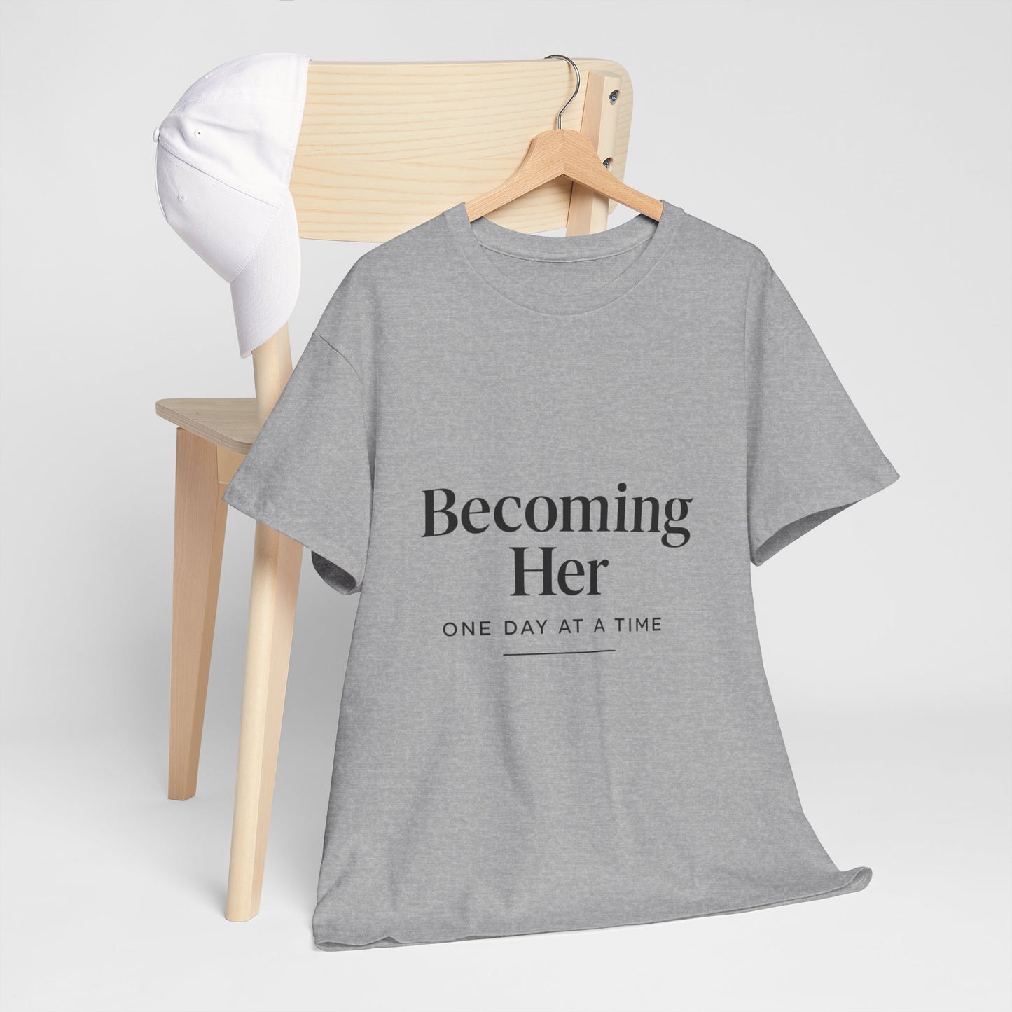 Becoming Her Unisex Heavy Cotton Tee - Inspiring Motivational T-Shirt