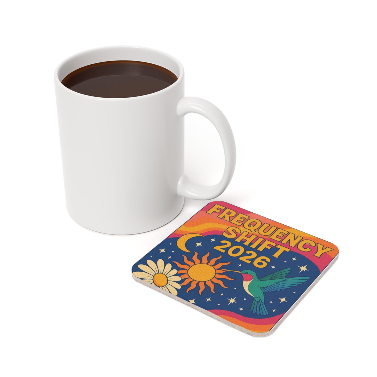 Energy Anchored 2026 Cork Back Coaster — Happy New Year Anchor Design