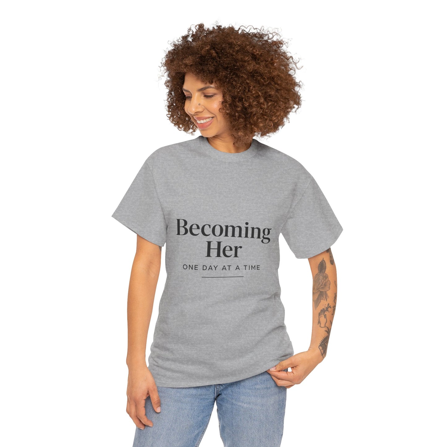 Becoming Her Unisex Heavy Cotton Tee - Inspiring Motivational T-Shirt