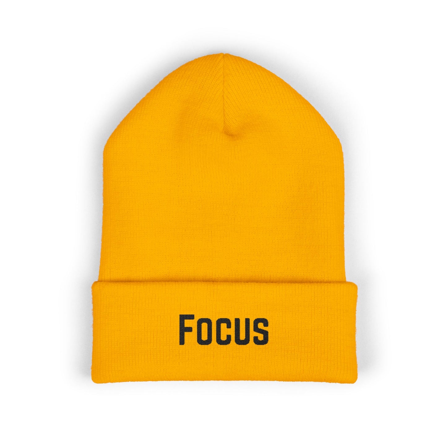 Beanie Hat - Focus Embroidered Classic Cuffed Beanie for Meditation and Mindfulness