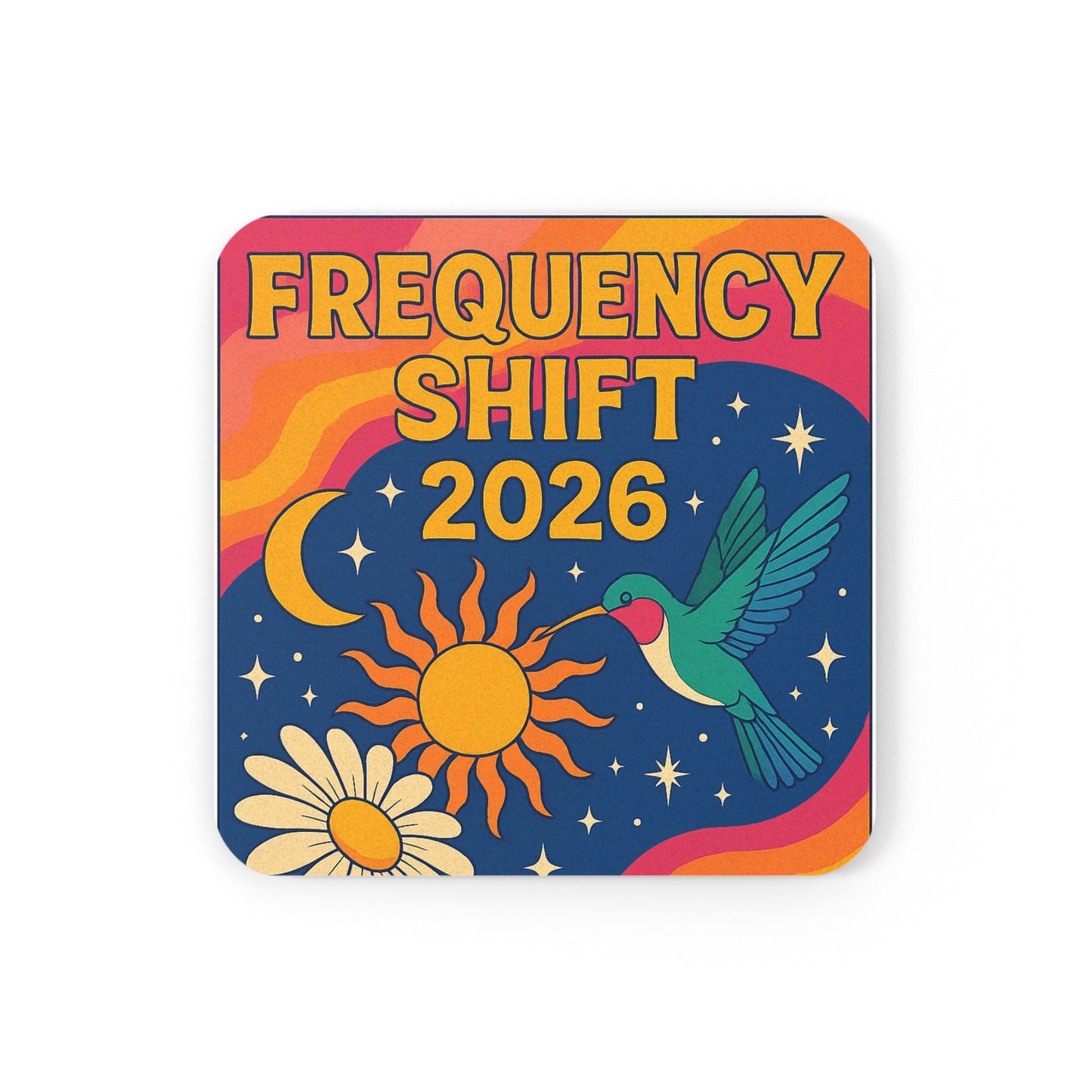 Energy Anchored 2026 Cork Back Coaster — Happy New Year Anchor Design