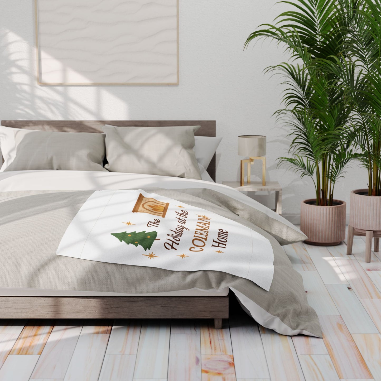 Holiday at the _______ Home Fleece Blanket — Personalized Christmas Throw