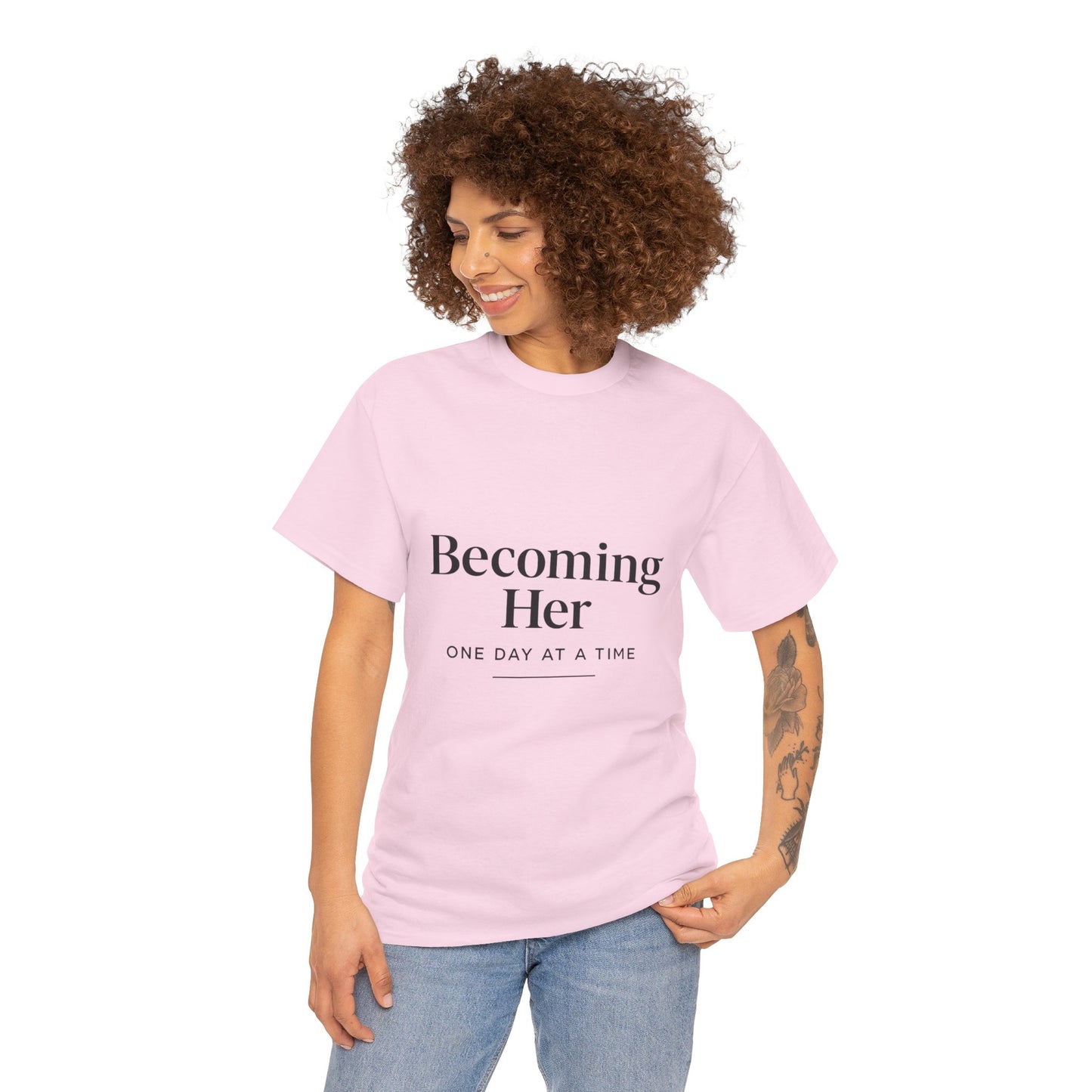 Becoming Her Unisex Heavy Cotton Tee - Inspiring Motivational T-Shirt
